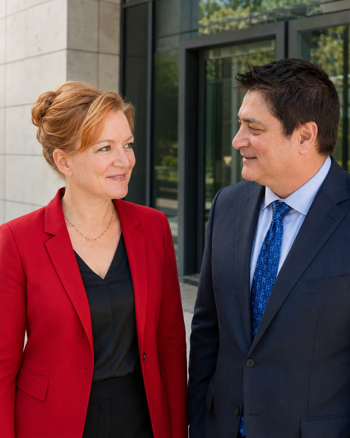Heather Joy Hill and Bruce McKinnon outside The Vellian Group office