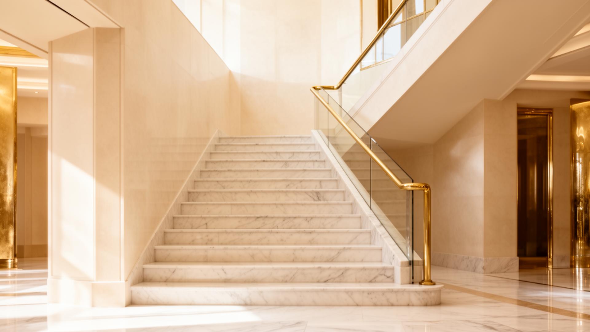 Marble staircase ascending
